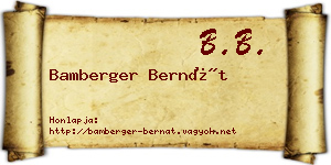 Bamberger Bernát névjegykártya